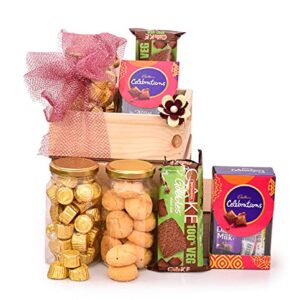 Giftrend Milk Chocolate Gifts Box/Hamper With Celebrations Pack,Swiss Chocolate,Cake Cookies For Bhai Dooj/Karwa Chauth/Christmas/New Year/Lohri/Birthday/Girlfriend/Valentine,3 Chocolate