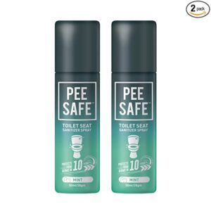 PEESAFE Toilet Seat Sanitizer Spray (50ml) - Mint Reduces The Risk of UTI & Other Infections Kills 99.9% Germs & Travel Friendly - Pack of 2