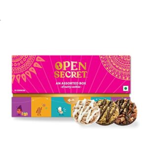 Open Secret Premium Gifts| Mothers day Gift | Nutty Cookies with Dry Fruits|1 Celebration Gift Box(12 Cookies)|No Added Maida |Healthy Gift Hamper for Mom, kids, family, Friends, Eid, Ramadan, Ramzan